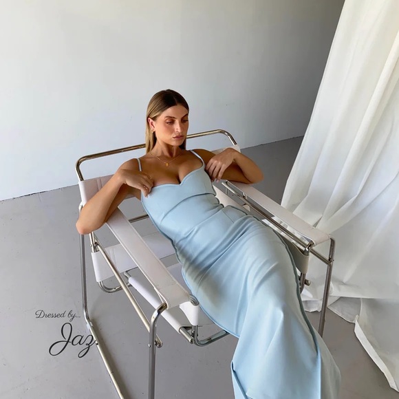 paris georgia diamond dress in mineral blue - Picture 6 of 6